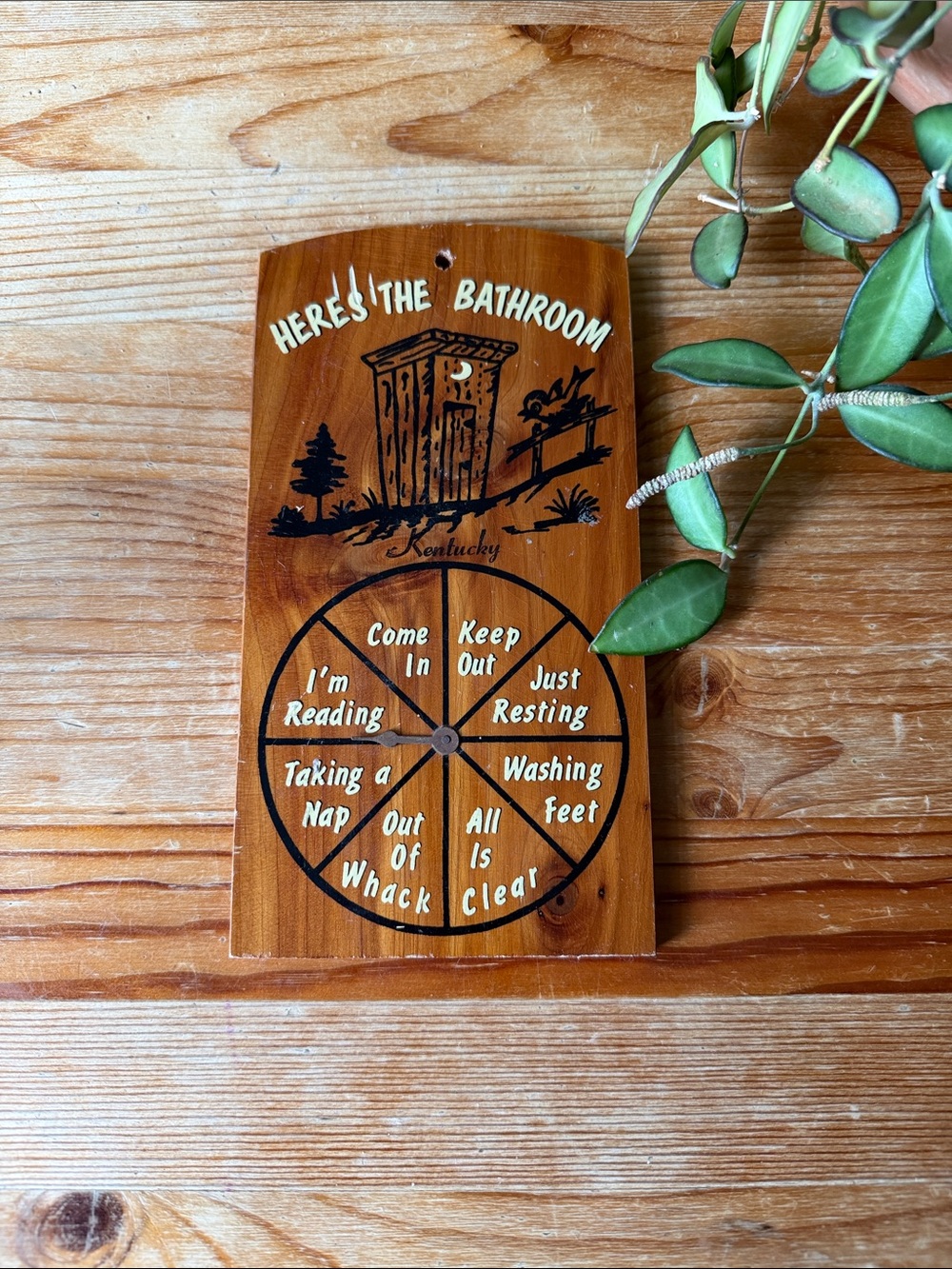 Vintage Wood Bathroom Occupancy Spinner Sign